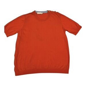 Tory Burch Crew Neck Short‎ Sleeve Shirt Women's Size Medium Orange Knit